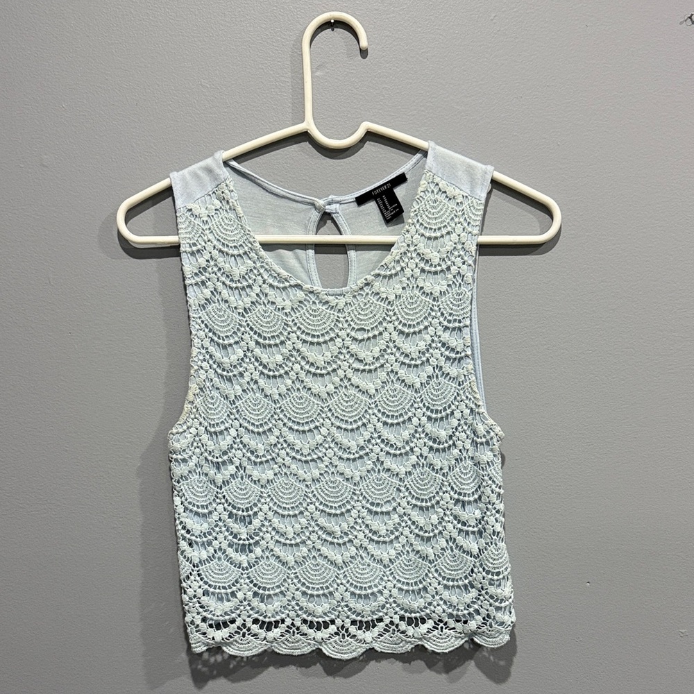 Forever 21 Lace Crop Top - Light Blue